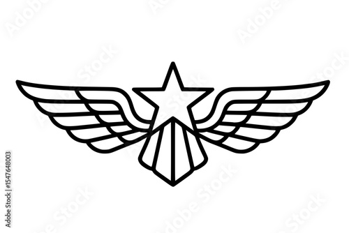 Vector Illustration of Aviator Wings with Star Emblem
