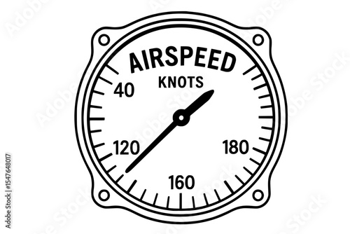 Vector Illustration of Vintage Airspeed Indicator Gauge