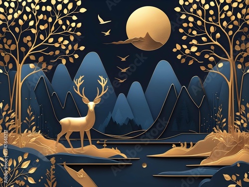 winter landscape with deer