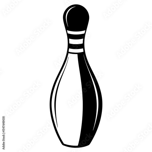 Bowling pin isolated on white background in black and white