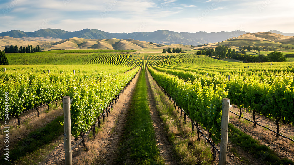 Fototapeta premium The rolling vineyards of Marlborough Wine Region, a midjourney treat for wine lovers (1)