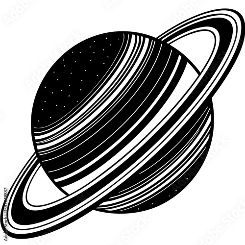 Saturn planet with rings isolated on white background