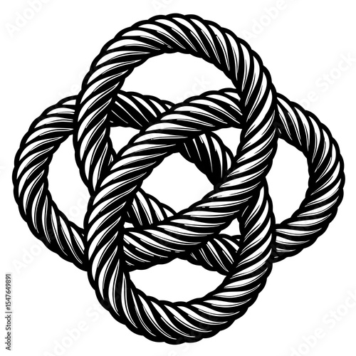 Celtic knot rope design isolated on white background