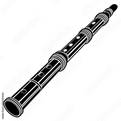 Clarinet woodwind instrument isolated on white background