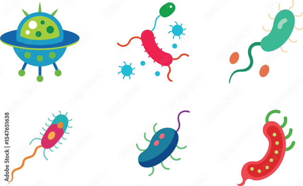 Obraz premium Bacteria color vector illustration