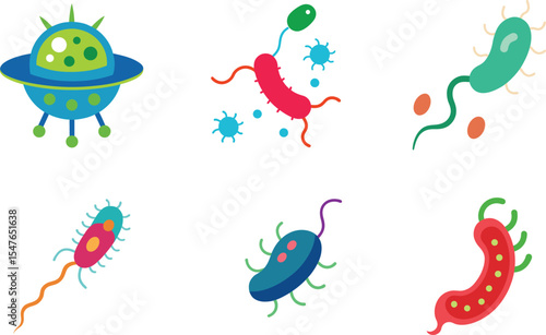 Wallpaper Mural Bacteria color vector illustration Torontodigital.ca