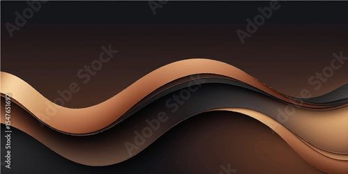 Dark chocolate vector illustration with flowing orange and light-colored wave patterns, creating a creative abstract art background design