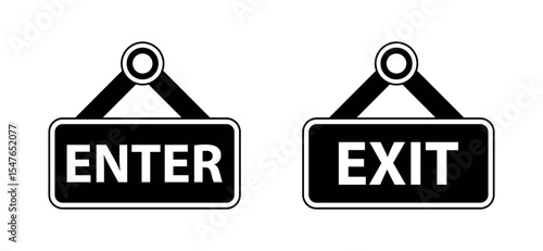 enter and exit icon. enter exit sign. enter exit sign board png and vector illustration on transparent background
