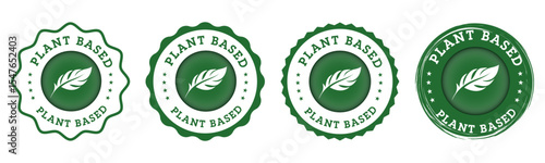 Plant Based Product Badges with Leaf Icon in Green