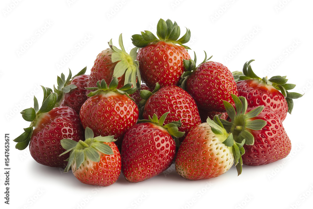 Pile of fresh red strawberries isolated on white background Pile of fresh red strawberries isolated on white background