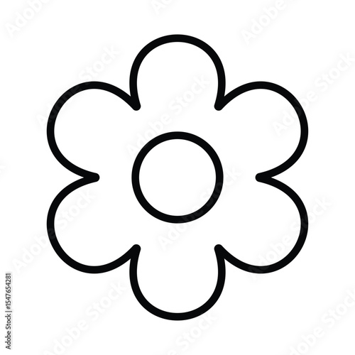 Black outline Flower icon. Simple flower Vector illustration isolated on white background. Line flower icon sign, cute floral design for card, web, poster, print, EPS 10