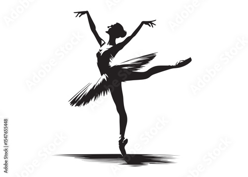 ballet dancer logo silhouette vector, ballet silhouette ballerina logo icon silhouette, ballet jumping dancer female dancer action pose black silhouette isolated on white background.