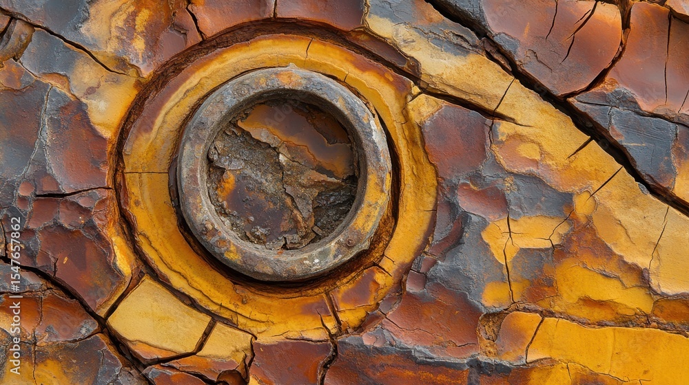 Fototapeta premium Close-up of Rusty Metal with Cracks and Texture in Warm Tones