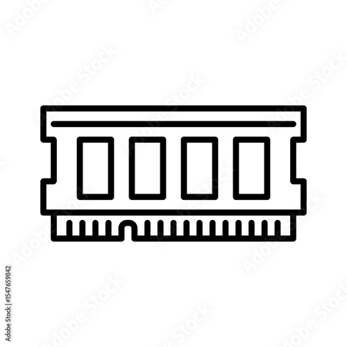RAM stick line icon.  Computer memory line icon. Editable stroke. Vector icon. Isolated on transparent background.

