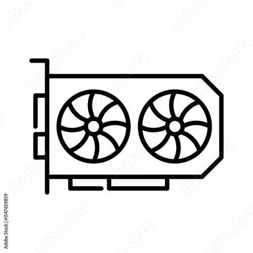 GPU line icon.  Graphics card line icon. Editable stroke. Vector icon. Isolated on transparent background.
