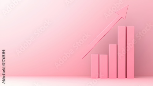 Free Download Rising Graph in Soft Pink Background Illustrating Growth and Success with a Stylish and Modern Design - GFXLoad