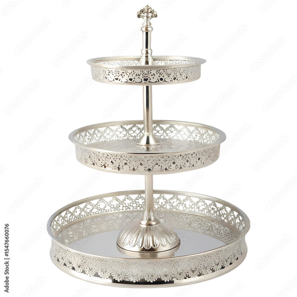 Elegant Three-Tiered Silver Serving Stand: Wedding Dessert Display, Party Platter, Catering Supplies Elegant Three-Tiered Silver Serving Stand: Wedding Dessert Display, Party Platter, Catering Supplies