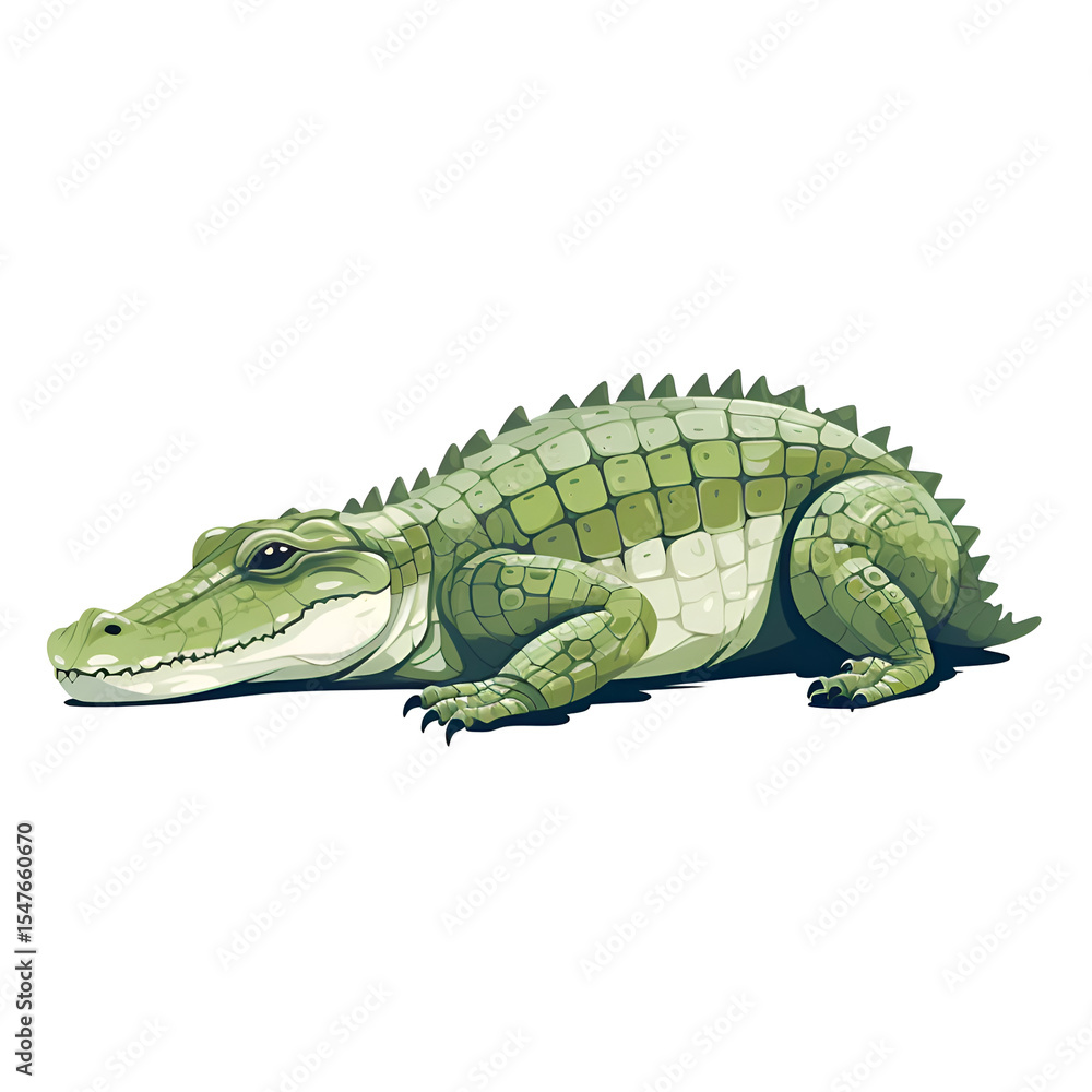 Naklejka premium Green Crocodile. Wild Predator in Nature