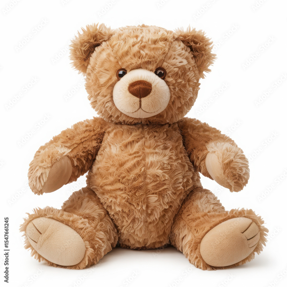 Fototapeta premium Adorable brown teddy bear plush toy isolated on white