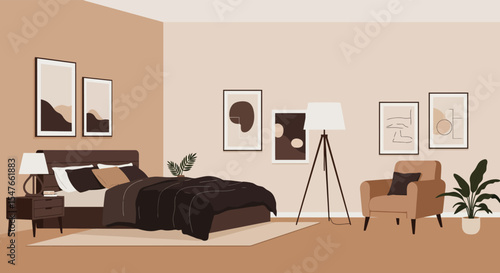Modern Minimalist Bedroom with Scenic Mountain View