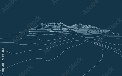 Wireframe surrounding contour. Topographic element pattern for background. Landscape topography contour line and layer. Vector illustration.