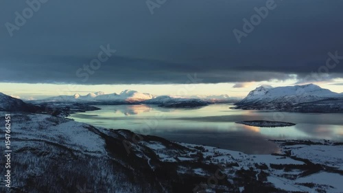 Nature and scenery of the magical Norwegian North in the Tromso region. The pure beauty of Northern Scandinavia during the polar night.