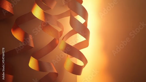 Elegant Swirls of Ribbon Against Soft Warm Background Light