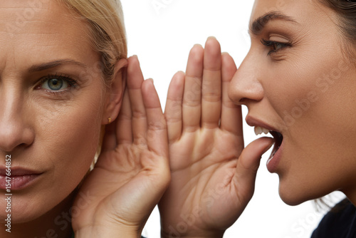 Woman whispering a secret into another womans ear