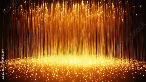 Dynamic Flow of Golden Sparks and Particles in Dark Background