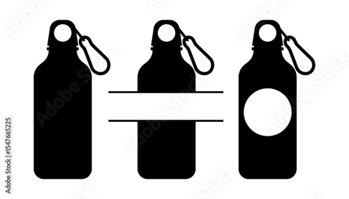 Sports bottle shaker for protein shake silhouette stencil templates with monogram vector illustration for personalized gifts merchandise