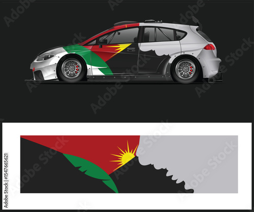 Abstract Grey and White Race Car Wrap Design