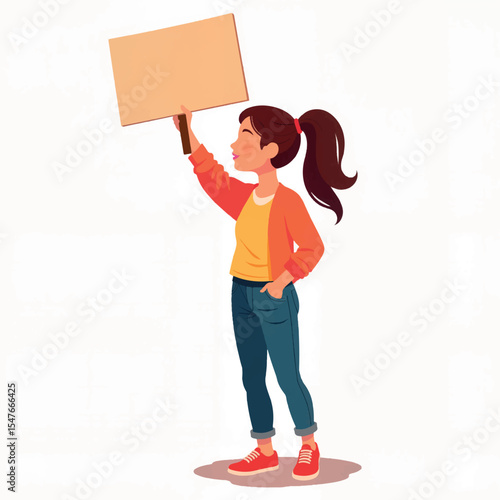 Teen girl confidently holding protest sign, empowerment message