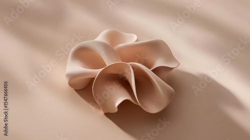 Elegant Beige Decorative Sculpture with Soft Curves and Shadows