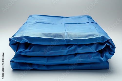Folded blue plastic sheet high resolution picture