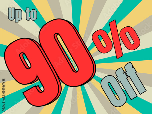 vector illustration of a discount sale - Up to 90% off discount