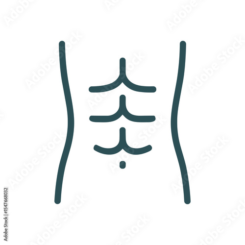 Defined abdominal muscles illustration stylized design. Icon symbol illustration