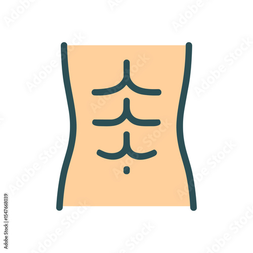 Defined abdominal muscles illustration. Icon symbol illustration