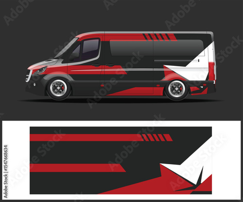 Sleek Classic Car Design with Red Accents and Vinyl Wrap Template