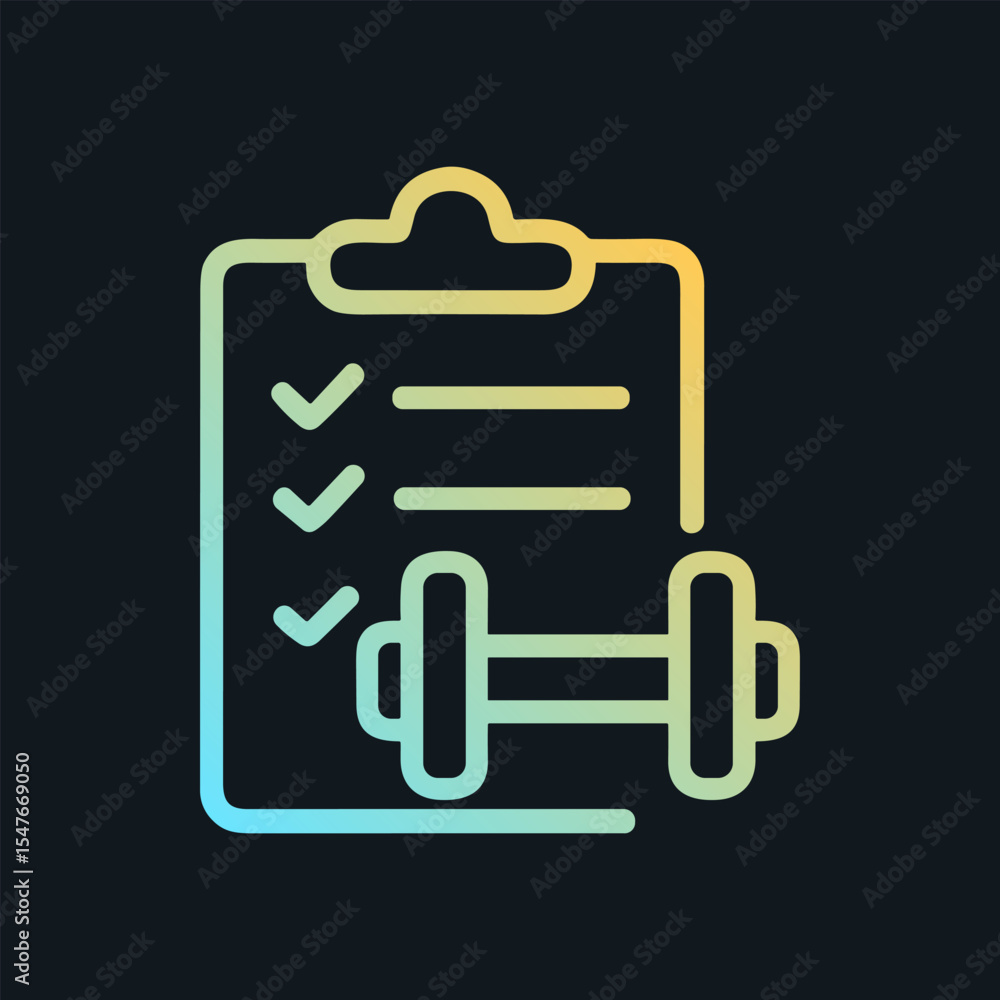 Fitness checklist and dumbbell icon. Icon symbol illustration Fitness checklist and dumbbell icon. Icon symbol illustration