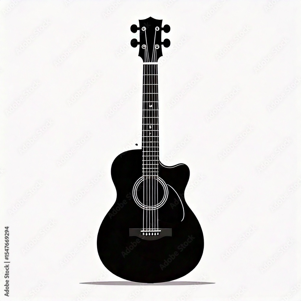Obraz premium AI Generated Guitar Vector Silhouette Isolate White Background