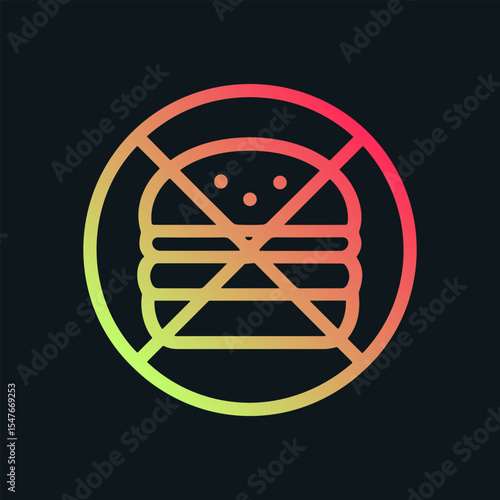 Forbidden treat No burger zone. Icon symbol illustration