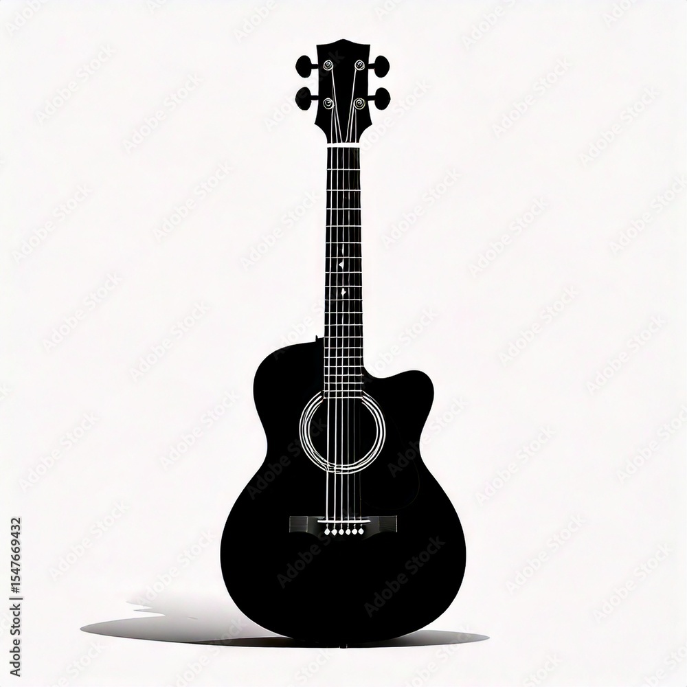 Obraz premium AI Generated Guitar Vector Silhouette Isolate White Background