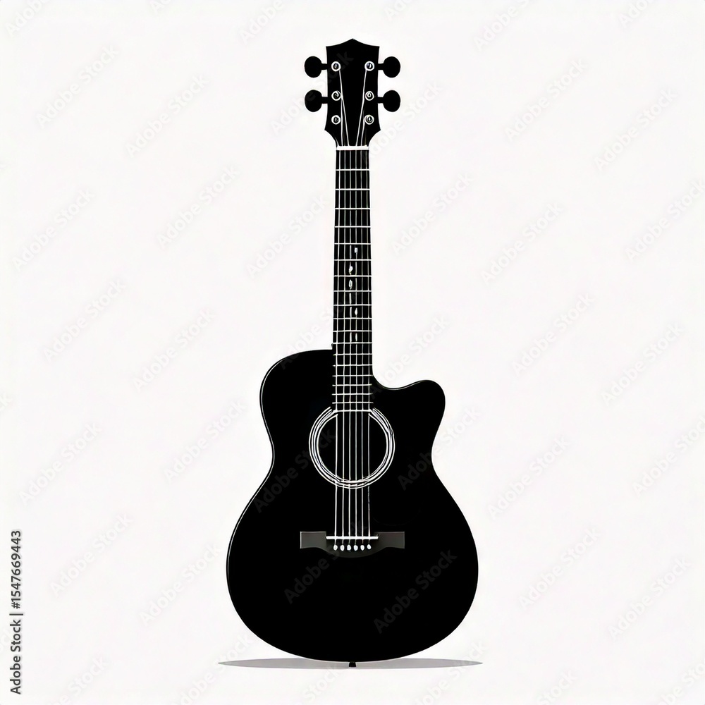 Fototapeta premium AI Generated Guitar Vector Silhouette Isolate White Background