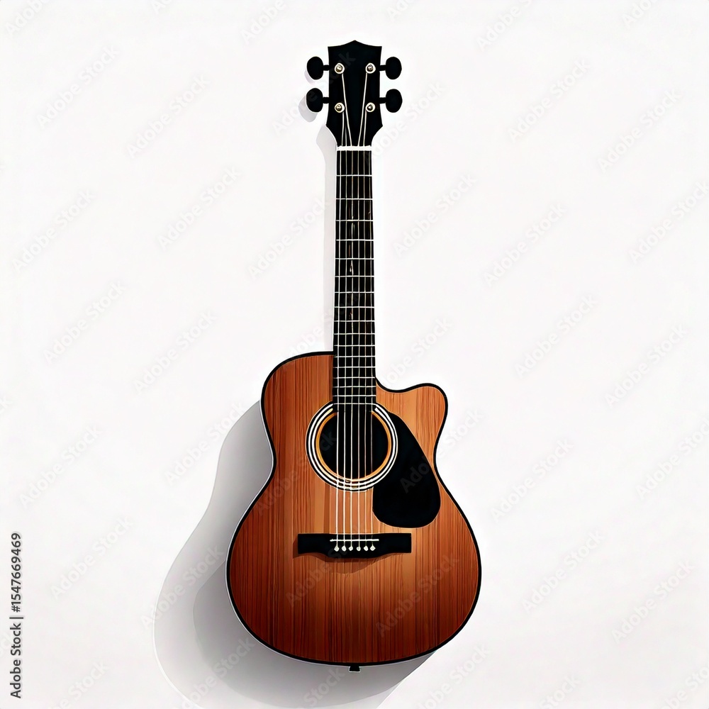Obraz premium AI Generated Guitar Vector Silhouette Isolate White Background