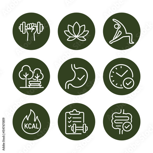 Icons promoting holistic health approaches. Icon symbol illustration