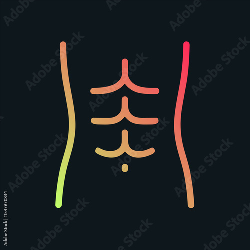 Illustrated torso showing abdominal muscles. Icon symbol illustration