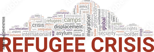 Refugee Crisis word cloud conceptual design isolated on white background.