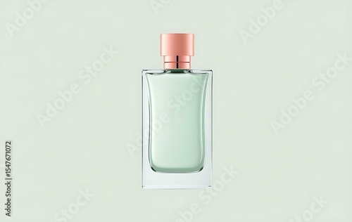 Elegant rectangular perfume bottle with rose gold cap