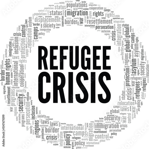 Refugee Crisis word cloud conceptual design isolated on white background.