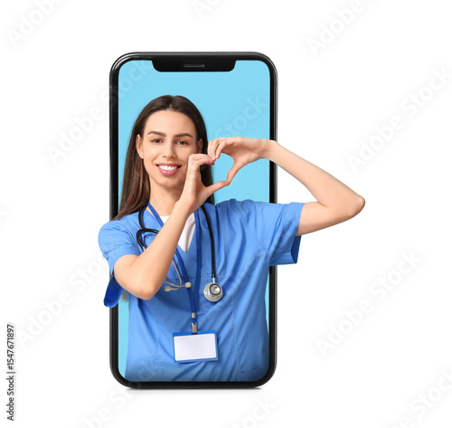 Young female doctor making ...